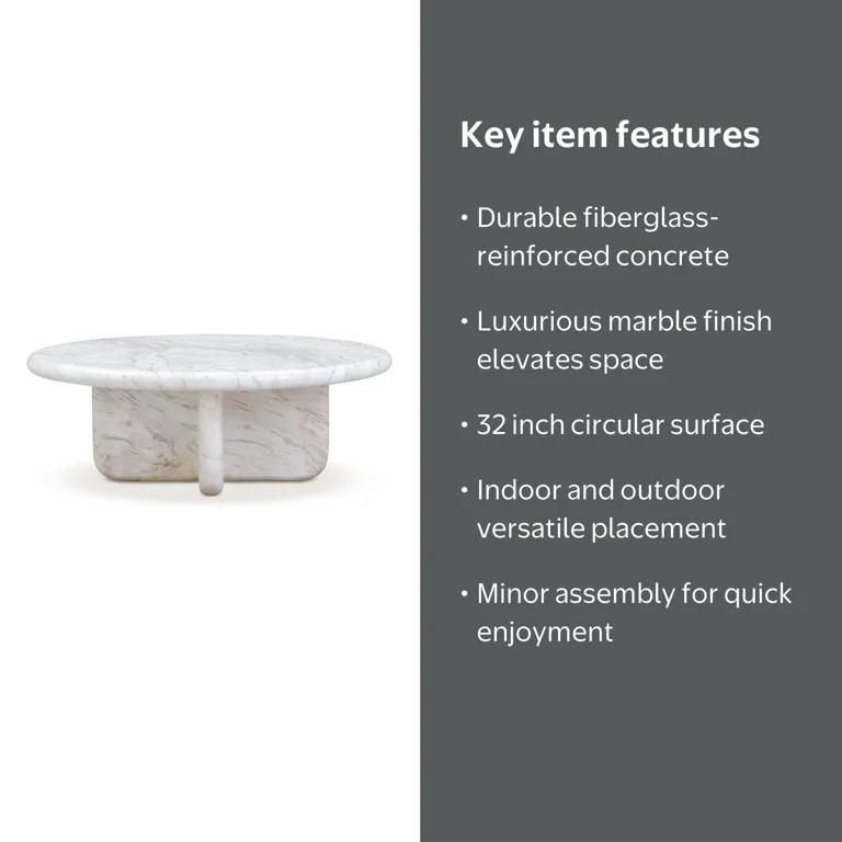Juju Marble Indoor/Outdoor 32" Short Coffee Table | Walmart (US)