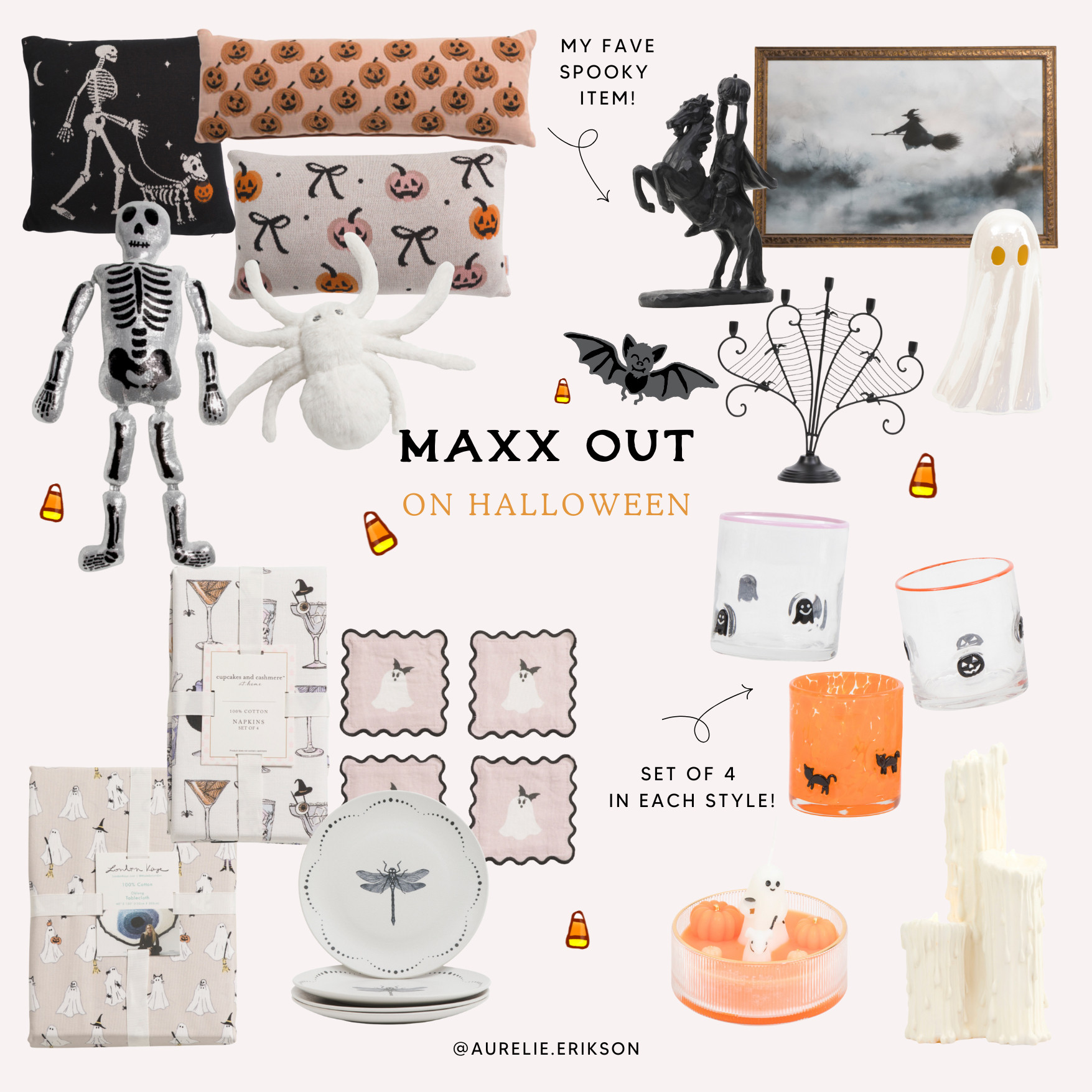 Halloween home finds are here! 🖤 From bold and funky spooky pillows to ghost and skeleton icon glasses, plus the coolest tablescape decor for hosting or everyday festive vibes. Think cobweb accents, black and orange details, and all the creepy-cute charm. 



#HalloweenDecor #TablescapeIdeas #SpookyPillows #TJMaxxHome #BudgetFriendlyDecor #HalloweenHostess #GhostDecor #SkeletonStyle #MaxxinistaFinds #LTKSeasonal 

 #LTKSeasonal #LTKHome #LTKFindsUnder50