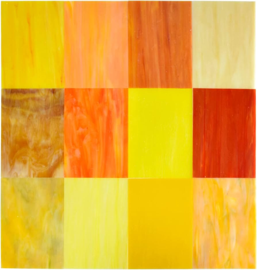 Amazon.com: KIPHEPI 12 Sheets Variety Stained Glass Sheets Pack, 4 X 6 Inches Cathedral Art Glass... | Amazon (US)