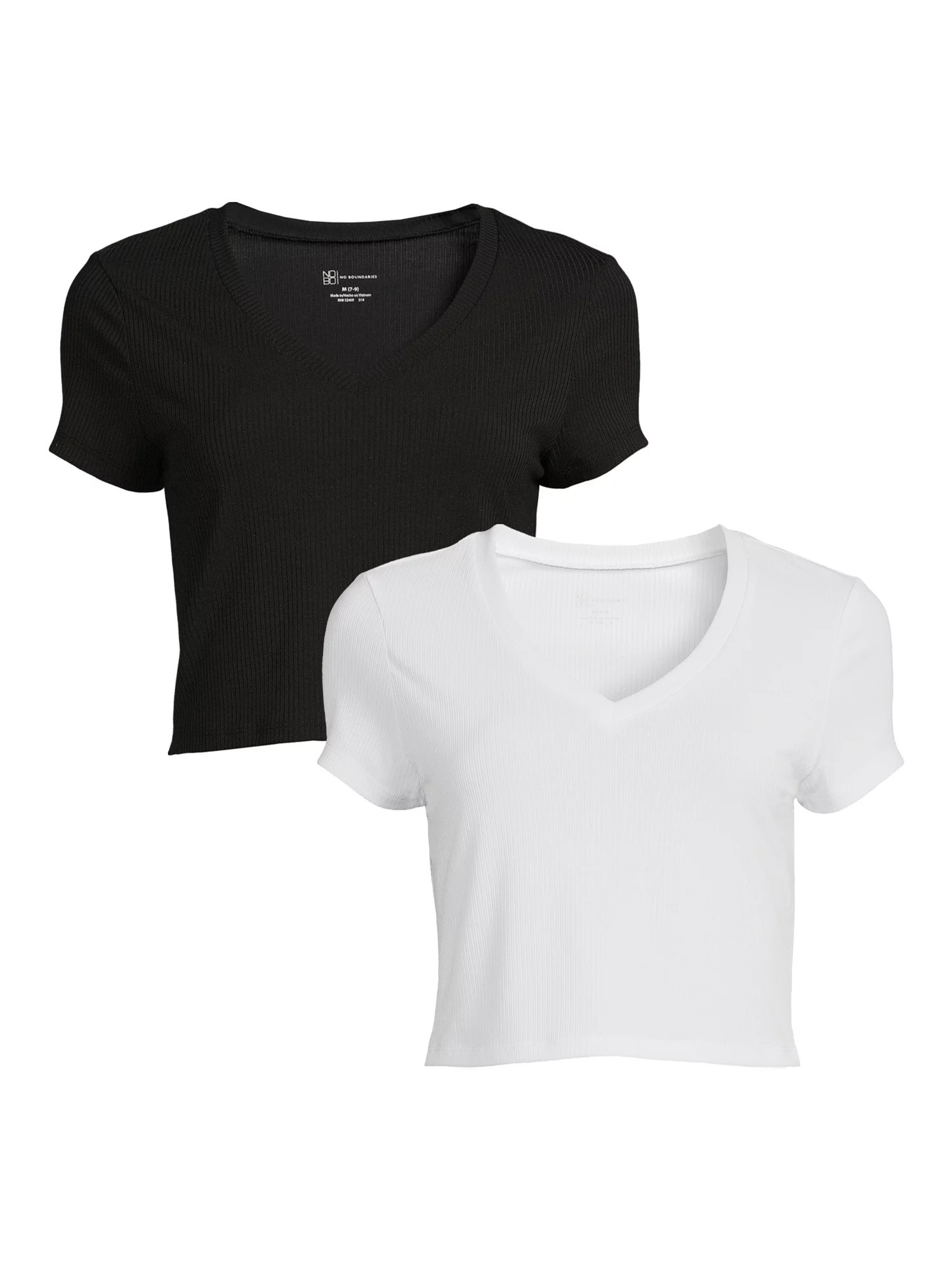 No Boundaries Juniors V-Neck T-Shirt with Short Sleeves, 2-Pack | Walmart (US)