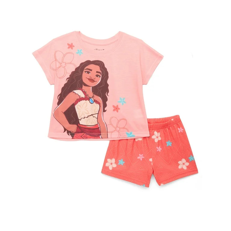 Moana Girls Top and Shorts Pajama Set, 2-Piece, Sizes 4-12 | Walmart (US)