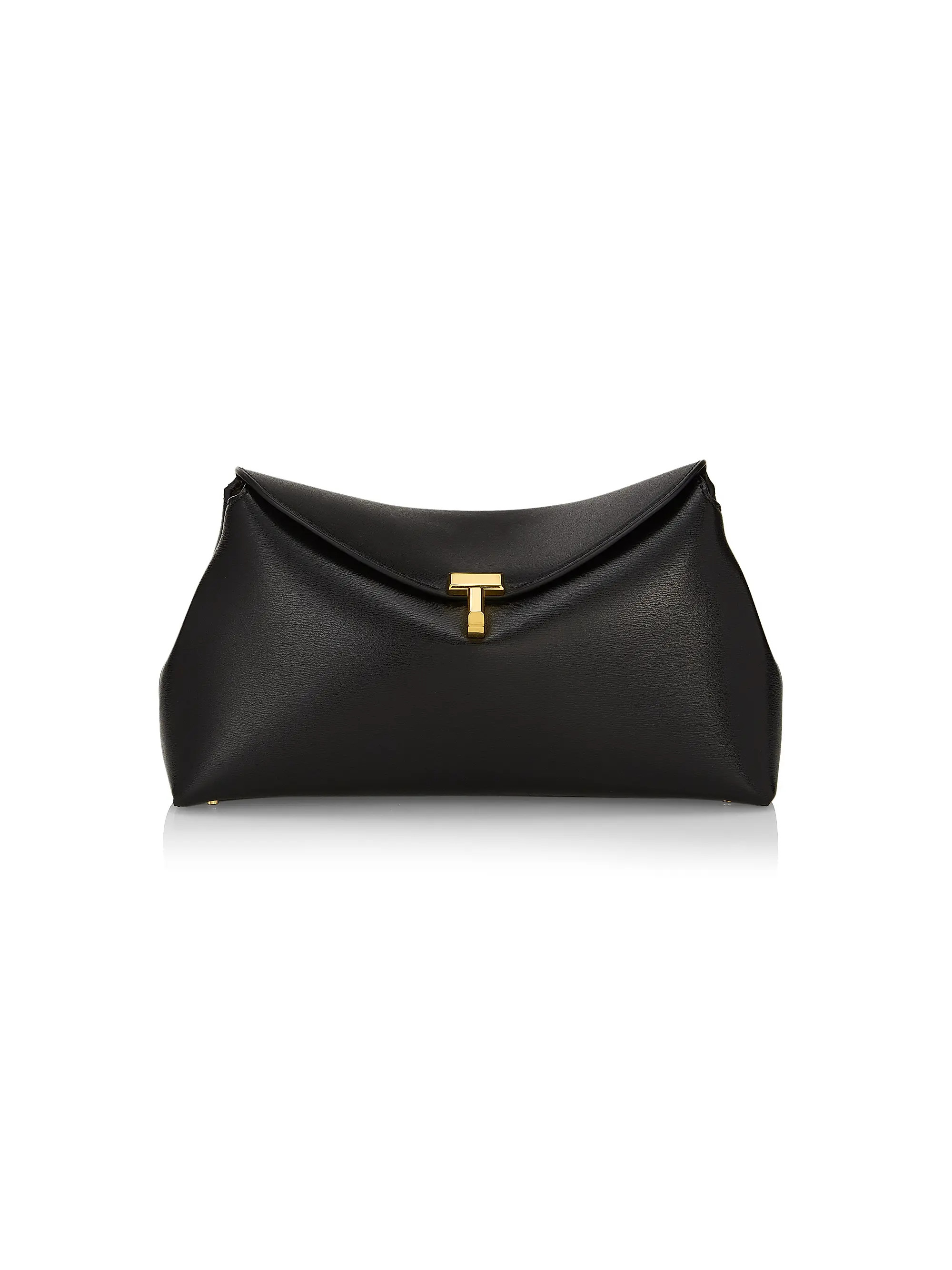 Toteme T-Lock Convertible Leather Clutch | Saks Fifth Avenue | Saks Fifth Avenue
