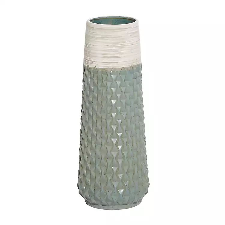 White and Sage Two Tone Geometric Vase, 19 in. | Kirkland's Home
