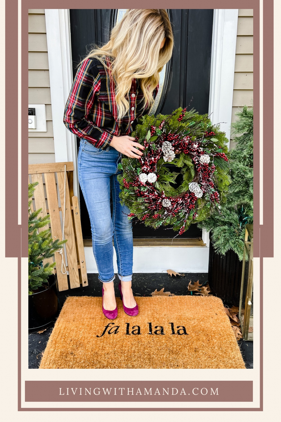 Holiday front door with Urban Stems wreath 

#LTKHoliday #LTKSeasonal #LTKGiftGuide