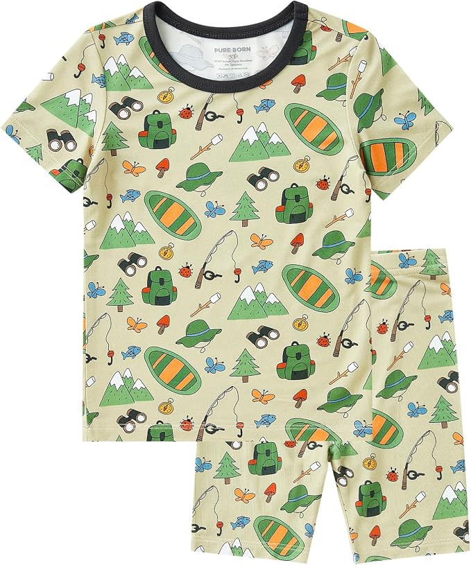 pureborn Baby Viscose from Bamboo Pajama Set Toddler Boys Sleepwear 12M-8Y | Short sleeve, coolin... | Amazon (US)