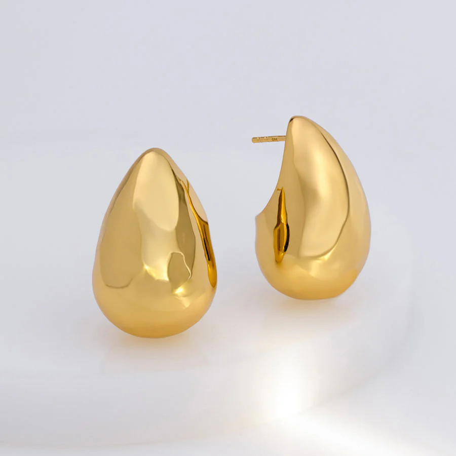 Teardrop Classic Gold 30mm Stud Earrings | Wanderlust + Co