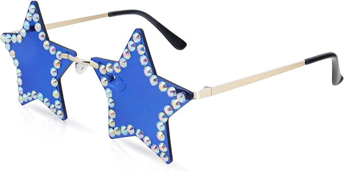 Rimless Star Shape Sunglasses Fashion Glasses Women Men Party Christmas Cosplay Glasses Pentagram... | Amazon (US)