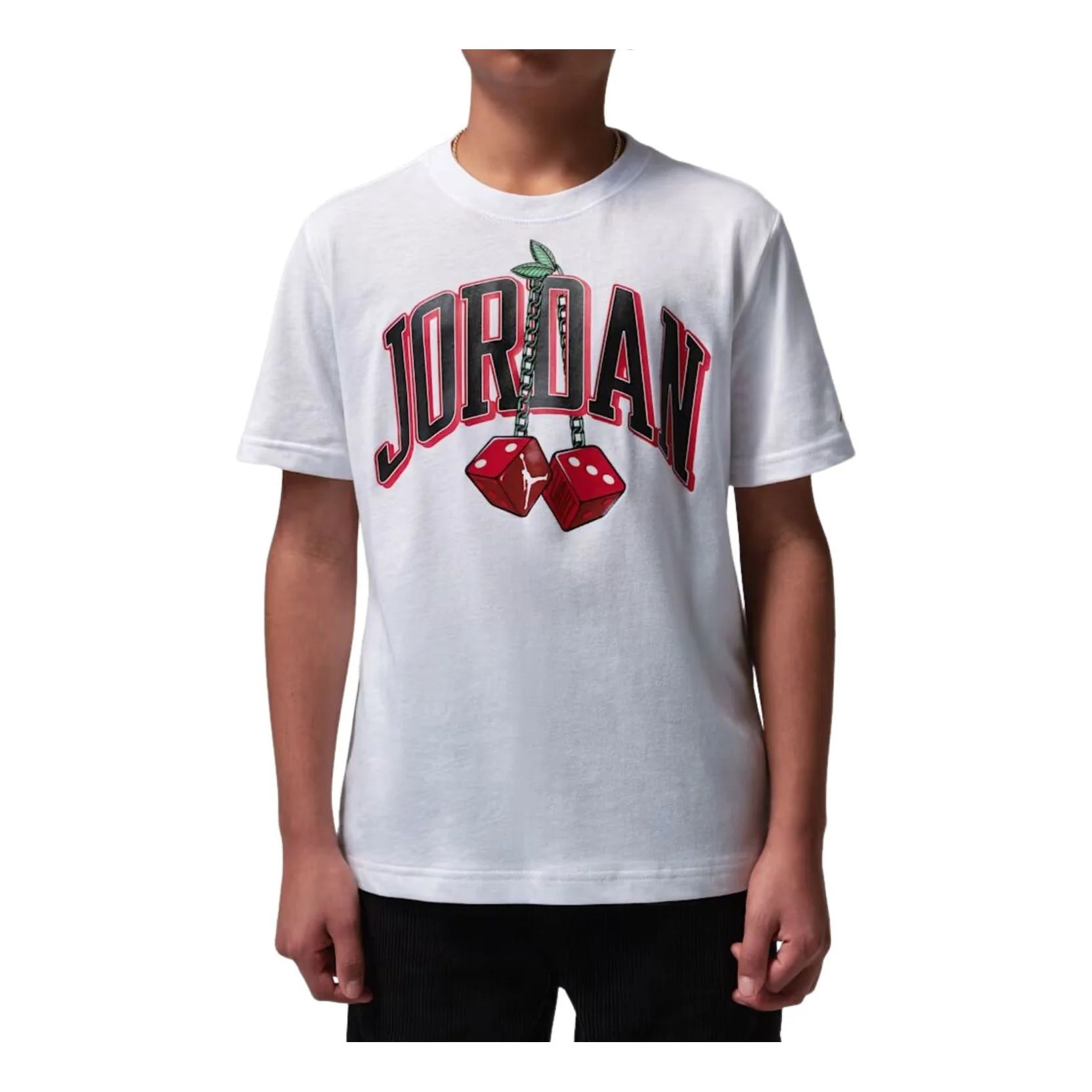(GS) Air Jordan 13 Cherry Dice T-Shirt 'White' 95F777-001 | KICKS CREW