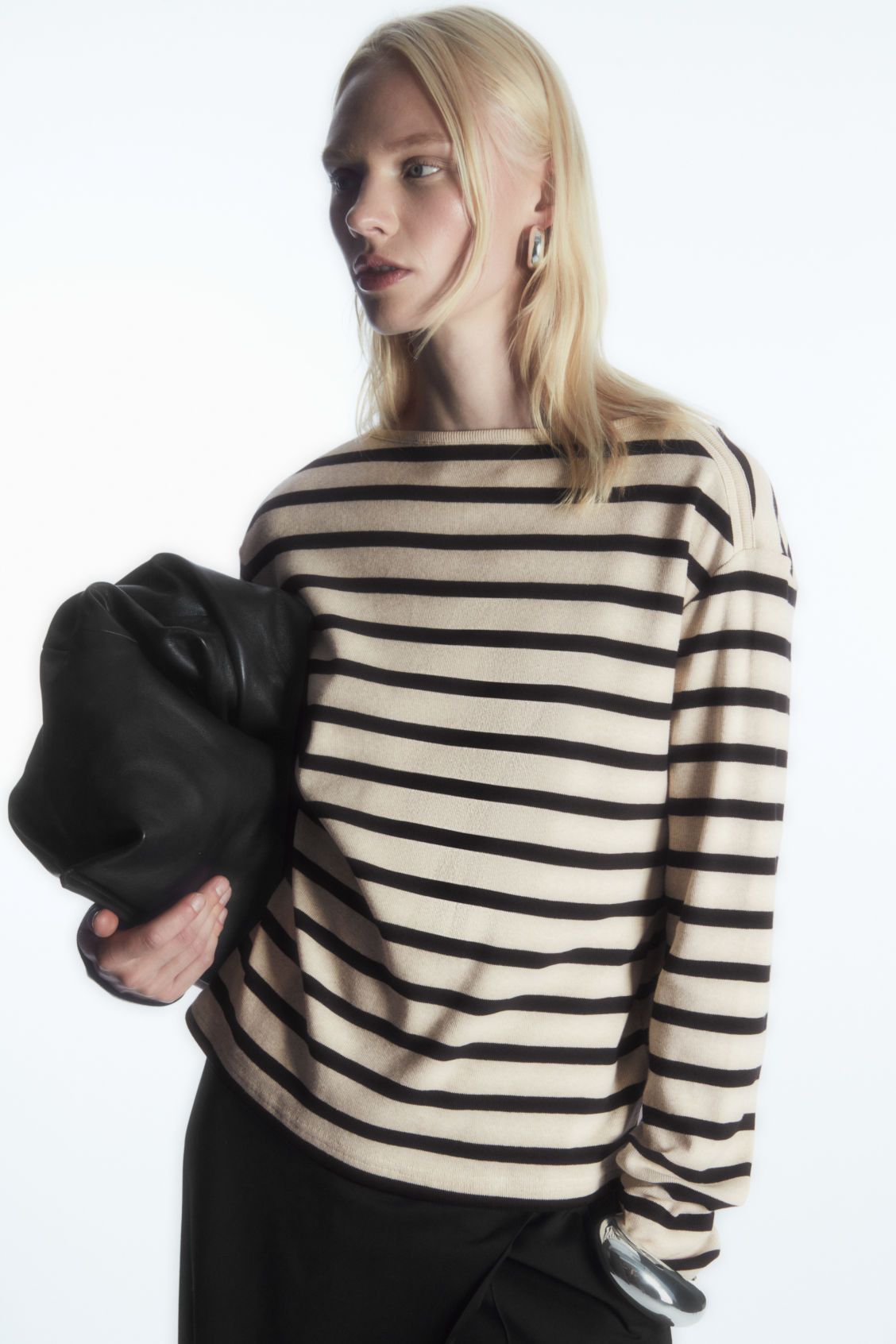 STRIPED BOAT-NECK LONG-SLEEVED TOP | COS UK