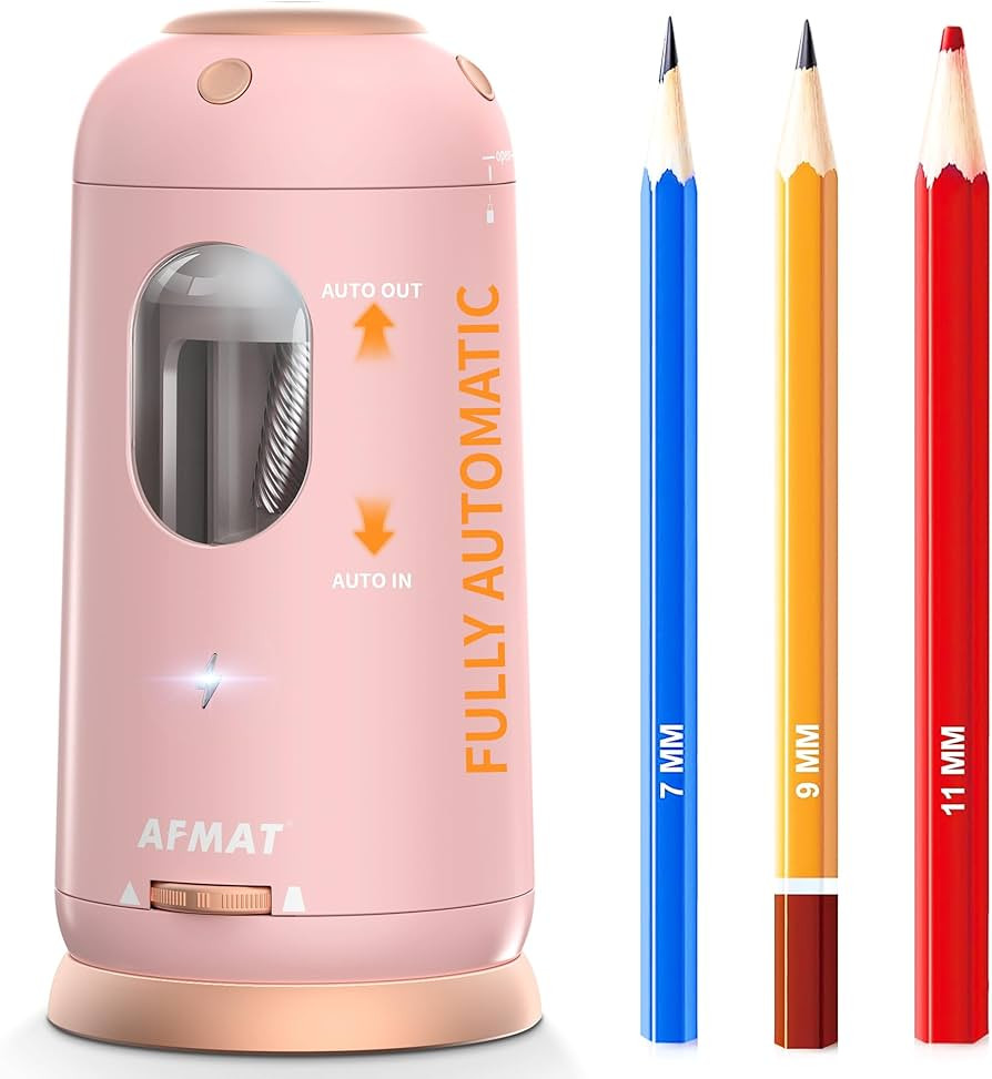 AFMAT Electric Pencil Sharpener, Auto in & Out, Fully Automatic Pencil Sharpener, Rechargeable Ha... | Amazon (US)