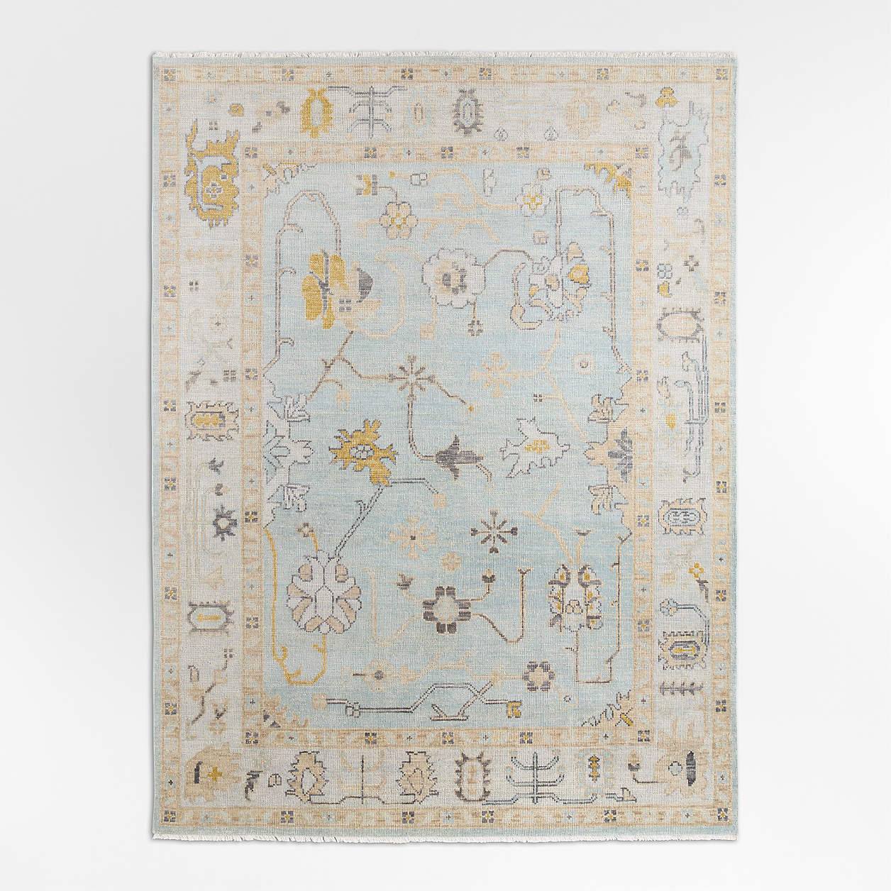 Lisse Wool Traditional Hand-Knotted Blue Area Rug 6'x9' | Crate & Barrel | Crate & Barrel