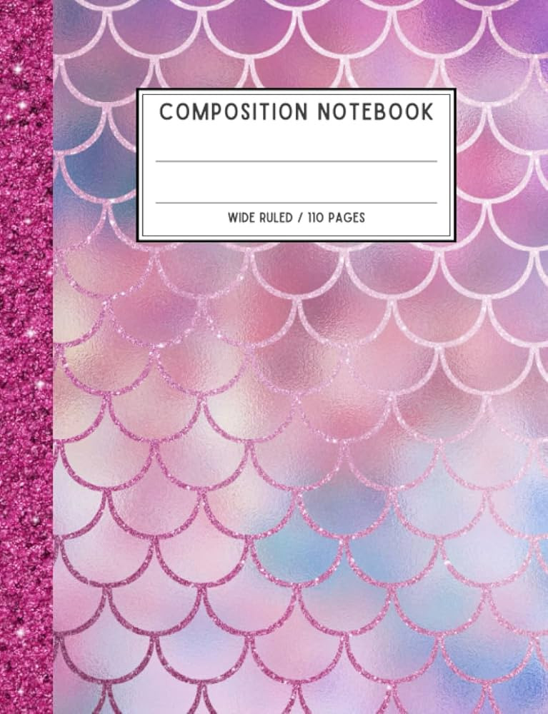 Mermaid Scales Design Cute Pink Composition Notebook Wide Ruled for girls kids ages 4-8 8-12, Lin... | Amazon (US)