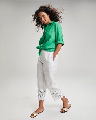 Linen Eyelet Pull-On Crop Pants | Chico's