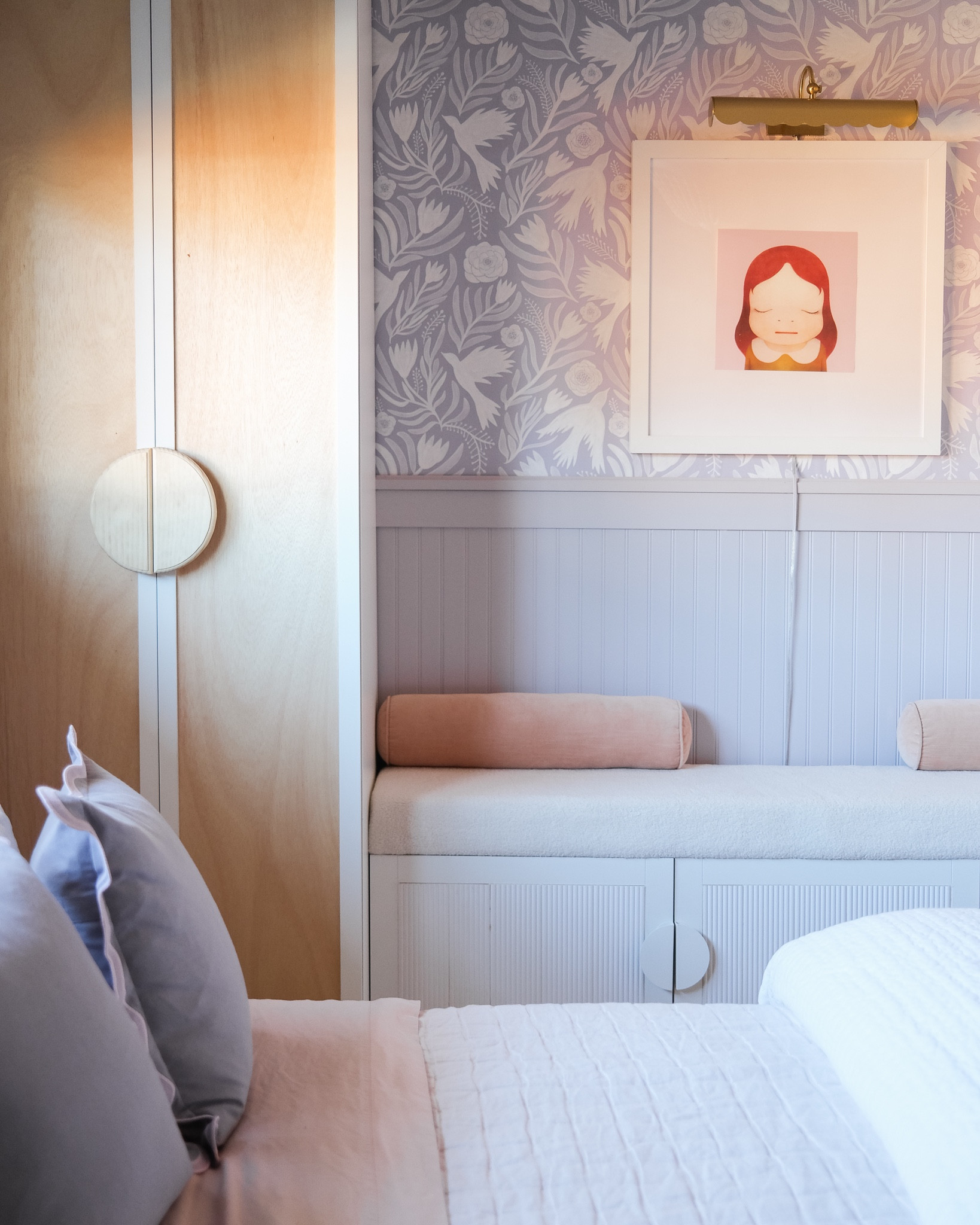 The perfect modern storage solution 👏🏻💜 so close to closing out this project! 

Kids room design | wallpaper | kids room decor | toddler room ideas 

#LTKkids #LTKhome