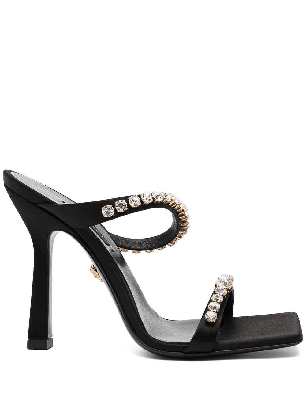 Versace rhinestone-embellished Satin Mules - Farfetch | Farfetch Global