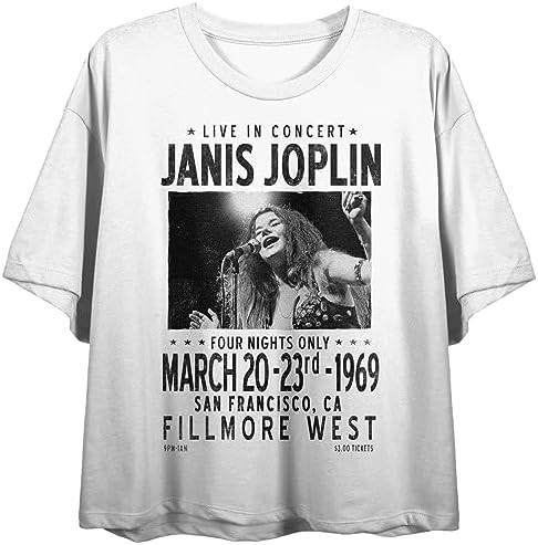 Janis Joplin 1969 At The Fillmore Women's White Crop Tee | Amazon (US)