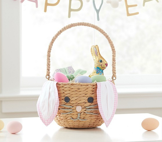 Seagrass Bunny Face Basket & Liner | Pottery Barn Kids