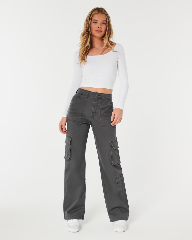 Ultra High-Rise 3-Pocket Baggy Cargo Pants | Hollister (US)