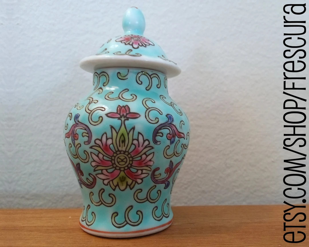 VINTAGE Mini Ginger Jar With Lid 3 1/2 Lillian Vernon Miniature Small Porcelain Hand Painted Flor... | Etsy (US)