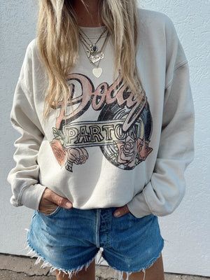Dolly Parton Rose Record Thrifted Sweatshirt | Ascot + Hart