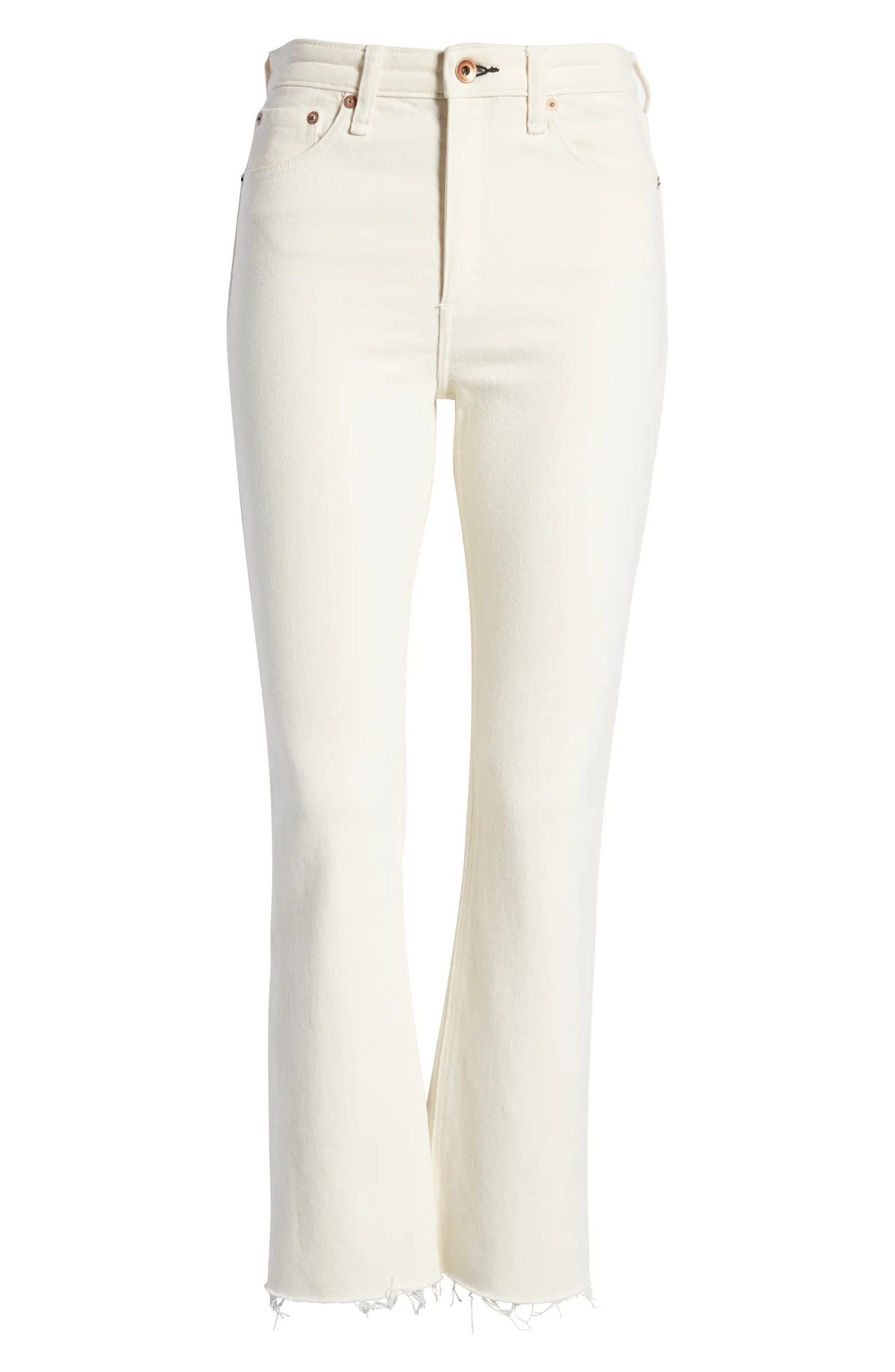 Nina High Waist Raw Hem Ankle Flare Jeans | Nordstrom