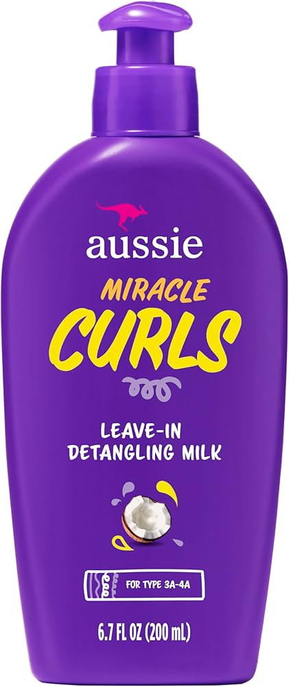 Aussie Miracle Curls with Coconut Oil, Paraben Free Detangling Milk Treatment, 6.7 fl oz | Amazon (US)