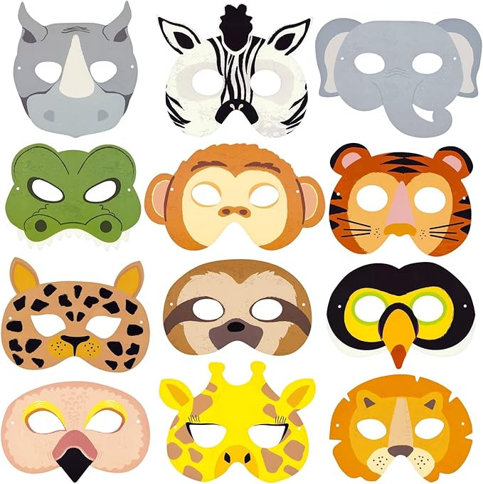 BLUE PANDA 24 Pack Safari Themed Birthday Photo Booth Props - Safari Eye Accessory for Costumes a... | Amazon (US)