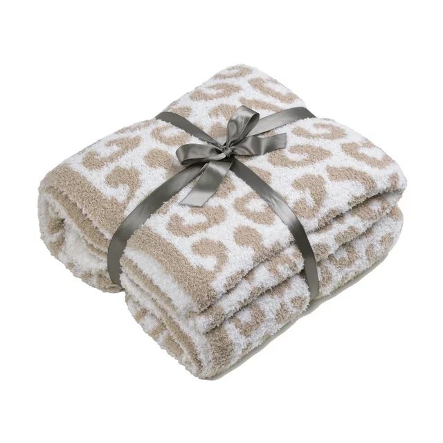 JOOJA Leopard Print Throw Blankets Soft Cozy Warm Knit Blanket for Bed Couch 50"x60", Beige Cheet... | Walmart (US)