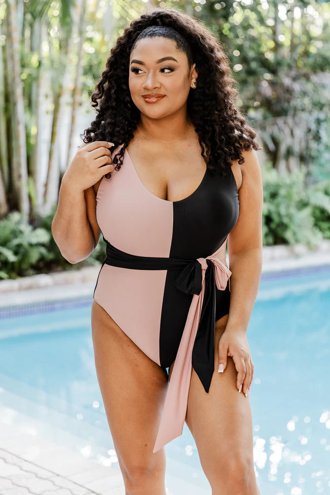 Going My Own Way Black And Tan One Piece Swimsuit FINAL SALE | Pink Lily