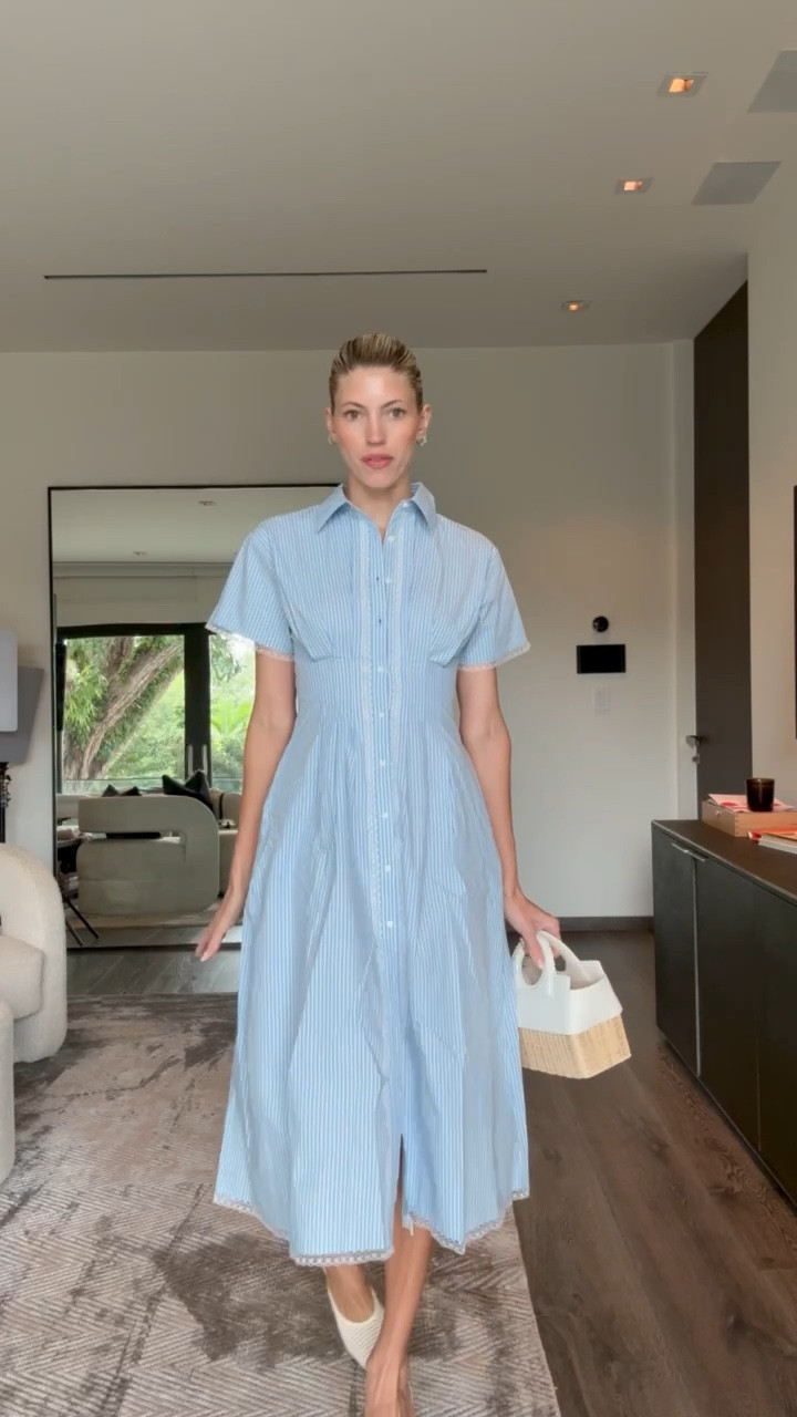 This pleated striped dress is so flattering! Has lace trim & is so easy and breezy 🤍 Very chic! 

#LTKStyleTip