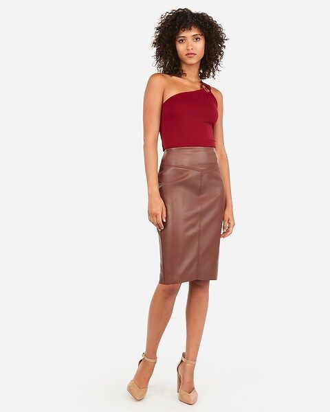 vegan leather seamed pencil skirt | Express