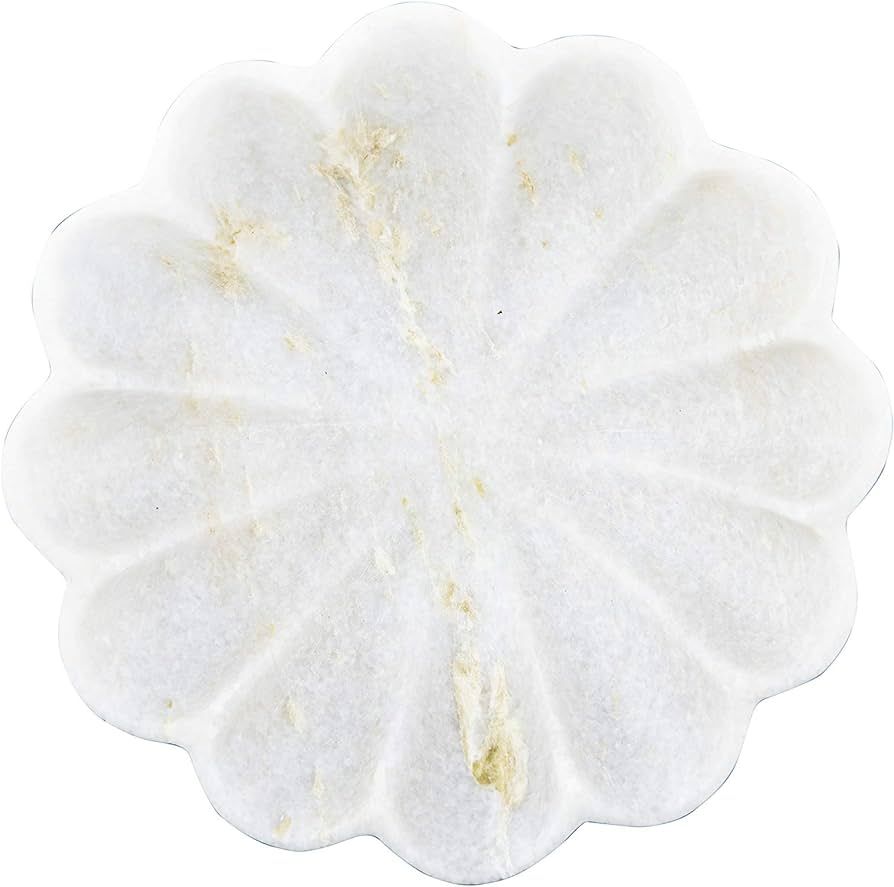 Creative Co-Op DF2368 Carved Marble Flower Shape Dish, White | Amazon (US)