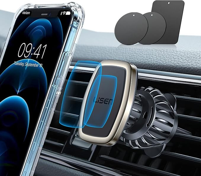LISEN Upgraded Magnetic Phone Clip for Car - Ultra Strong 6 Magnets - Holder for 4-6.7 inch Smart... | Amazon (US)