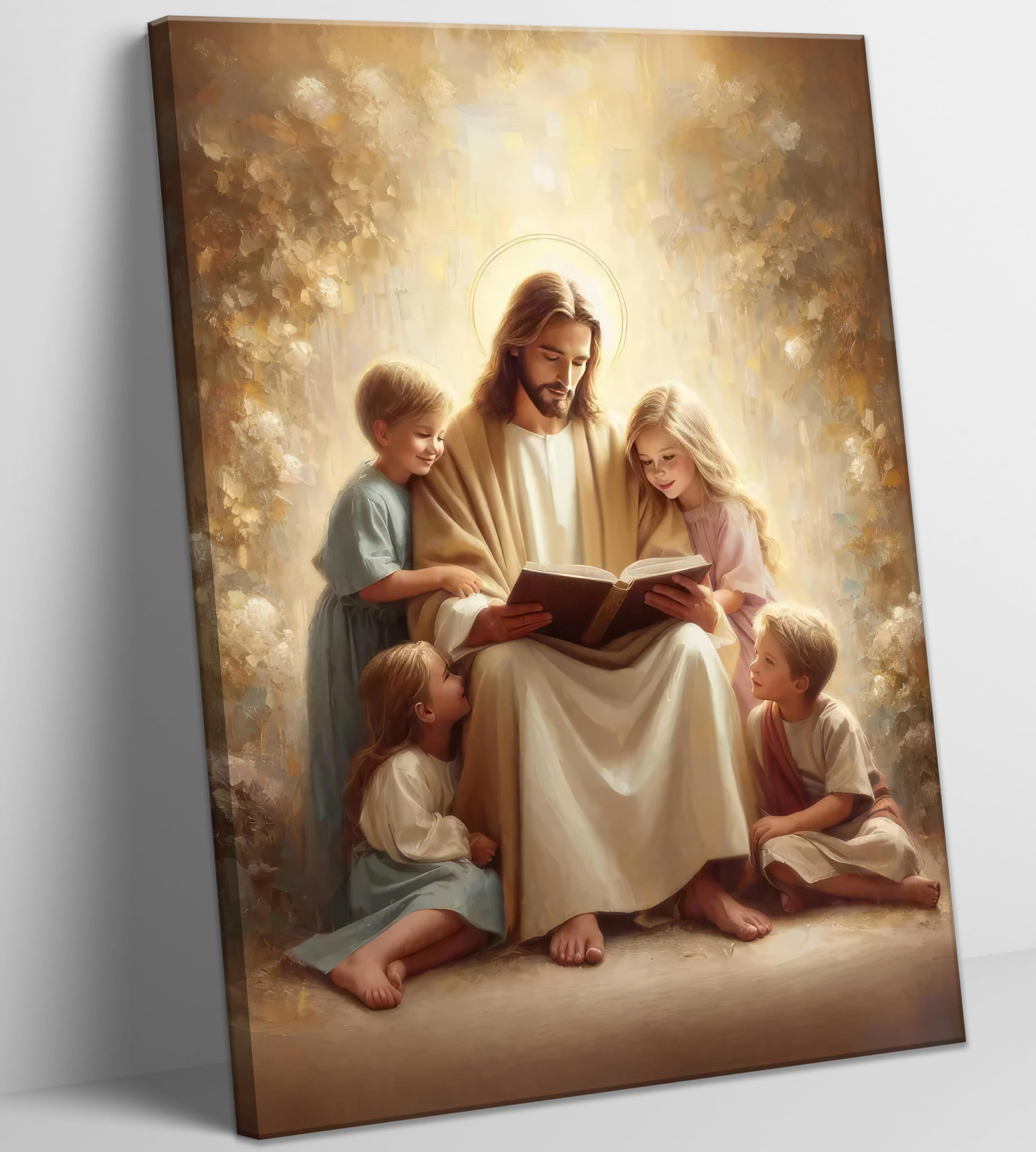ZWTJPLN Jesus Reading to Children Canvas Wall Art - Christian Religious Decor (8x10/12x16/16x24 I... | Amazon (US)