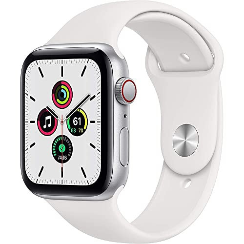Apple Watch SE (GPS + Cellular, 44mm) - Silver Aluminum Case with White Sport Band (Renewed) | Amazon (US)