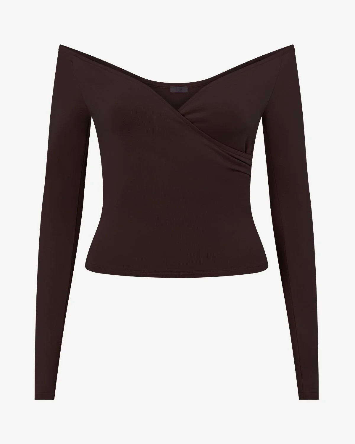 Off Shoulder Wrap Top | Espresso | Crop Shop Boutique US