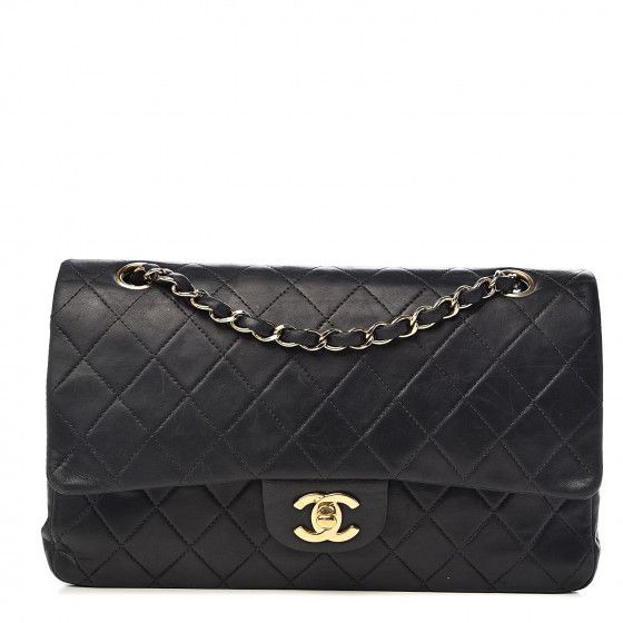 Lambskin Quilted Medium Double Flap Black | Fashionphile