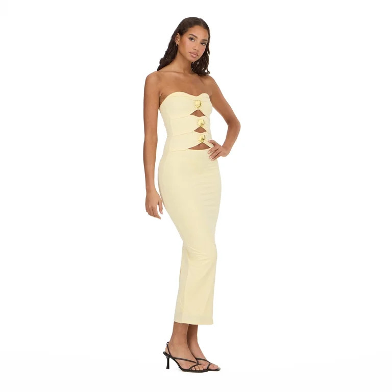 Forever 21 Women\u2019s Bandage Style Maxi Dress with Seashell Hardware, Strapless Cutout Bodycon... | Walmart (US)