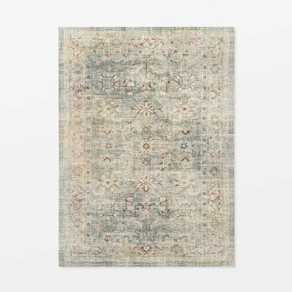 Ledges Digital Floral Print Distressed Persian Rug Green - Threshold™ designed by Studio McGee | Target