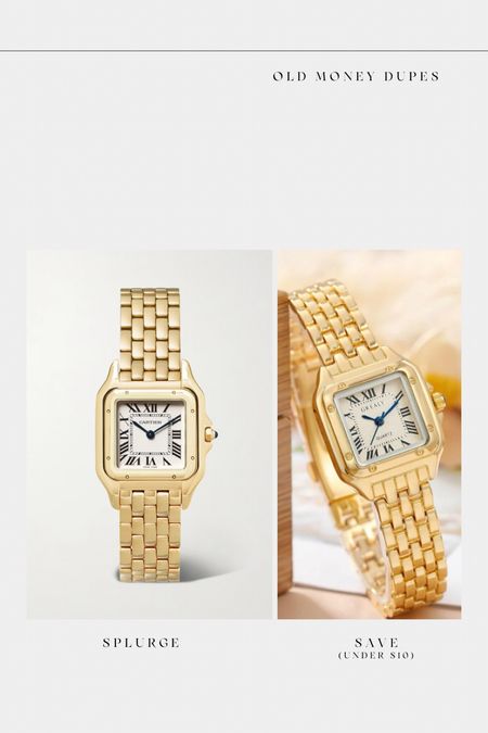 Old money dupe, old money lifestyle, old money watch, Cartier panthere dupe, Cartier watch, SHEIN, affordable stylish pieces 

#LTKstyletip #LTKunder50 #LTKFind
