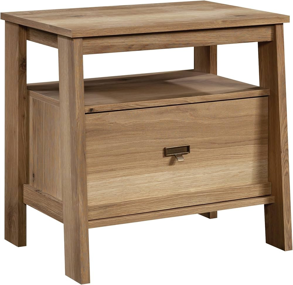 Sauder Trestle Night Stand, L: 26.38" x W: 19.06" x H: 25.12", Timber Oak finish | Amazon (US)