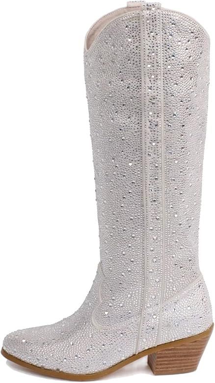 Women's Embroidered Western Cowboy Boots Knee High Medium Heel Chunky Heel Fashion Retro Classic ... | Amazon (CA)