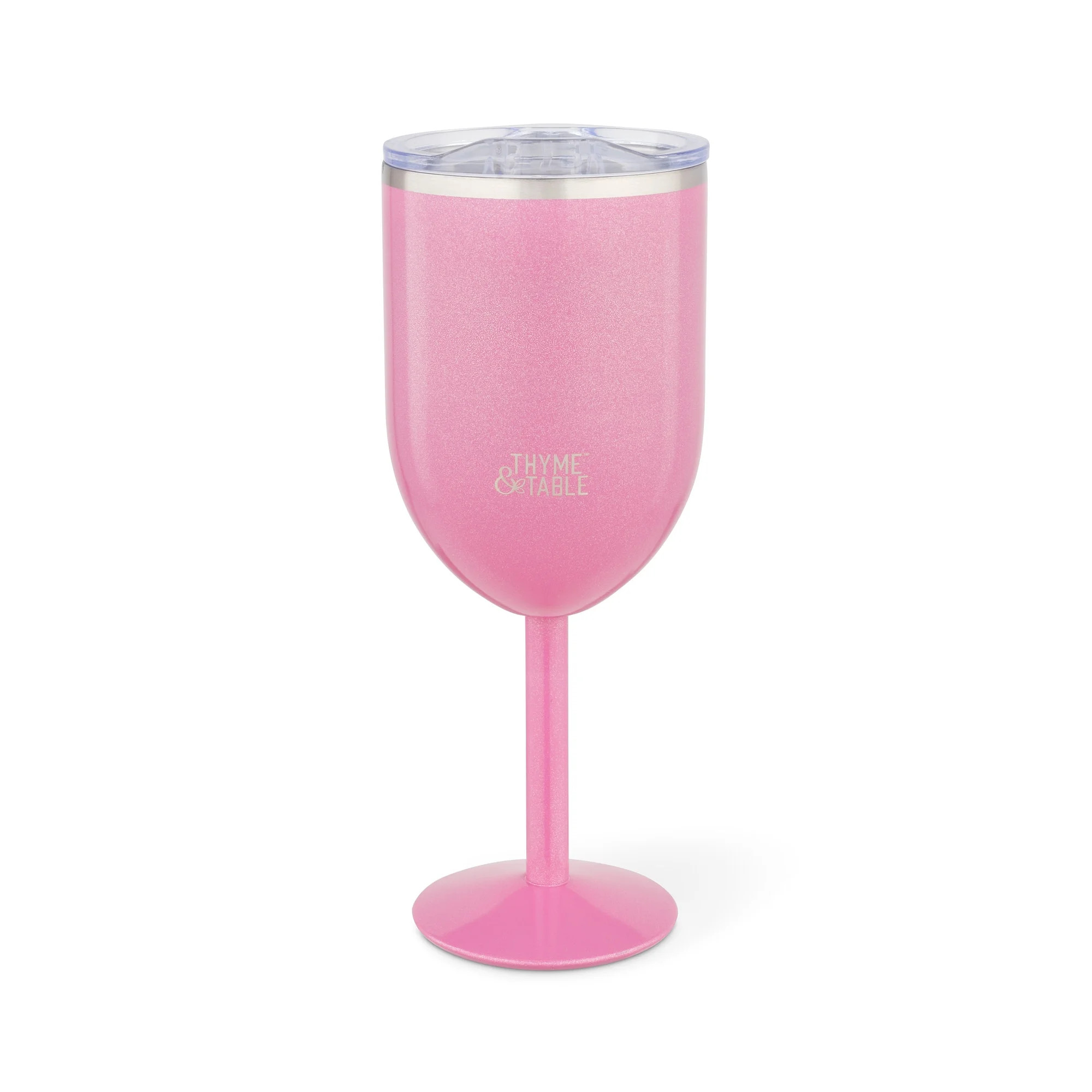 Thyme & Table 13oz Stainless Steel Wine Tumbler with Push Lid, Pink | Walmart (US)