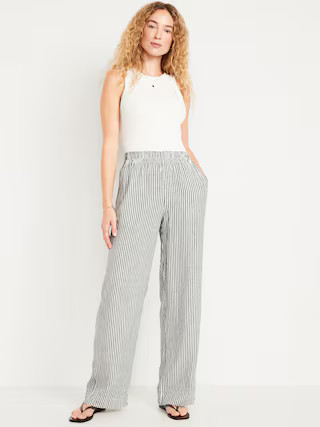 High-Waisted Linen-Blend Wide-Leg Pants | Old Navy (US)