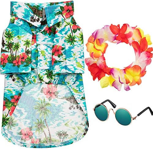 3 Pieces Pet Dog Hawaiian Costume, Includes Puppy Dog's Cool T-Shirts Summer Clothes, Funny Cute ... | Amazon (US)