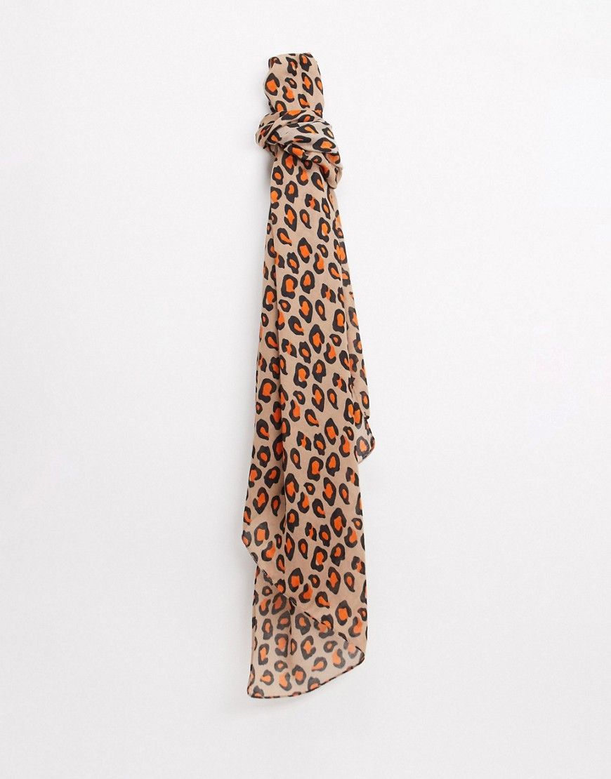 PIECES lightweight animal print scarf in natural-Beige | ASOS (Global)