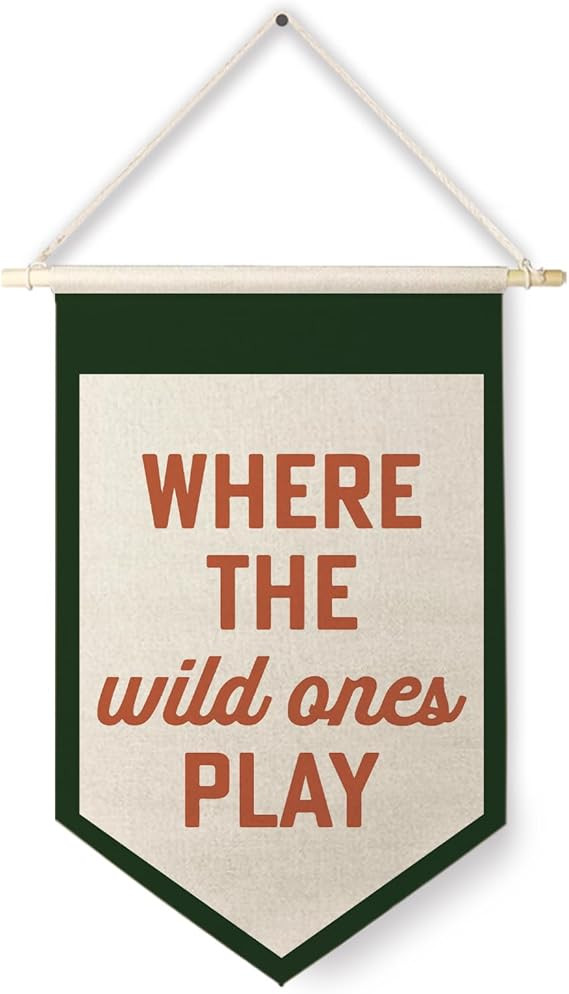 Qpenm Where the Wild Ones Play Hanging Wall Canvas Banner, Playroom Wall Decor, Nursery Hanging P... | Amazon (US)