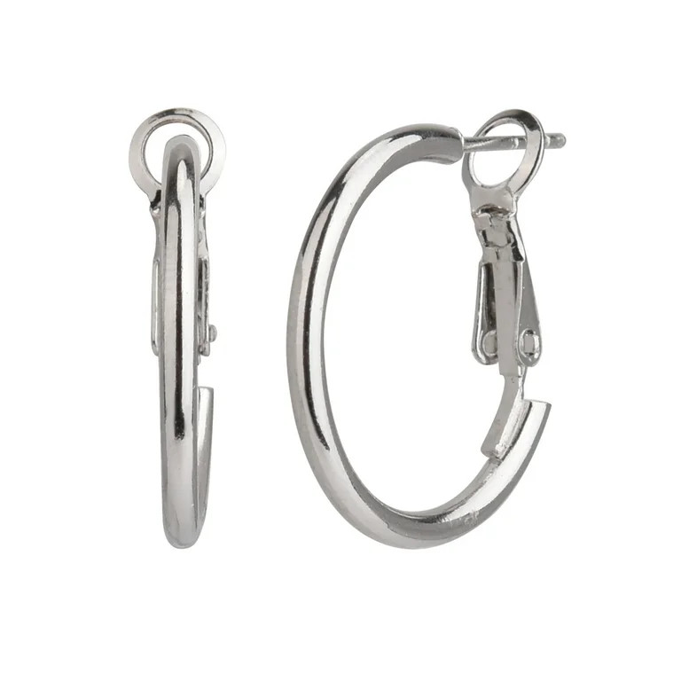 Time and Tru Adult Women's Silver Tone Small Metal Hoop Earring | Walmart (US)