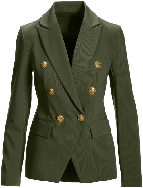 Modern Double-Breasted Blazer - Olive Night | Boston Proper | Boston Proper
