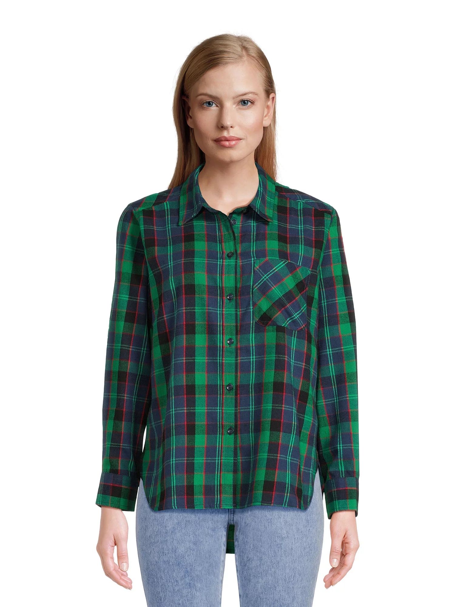 Time and Tru Women's Flannel Shirt, Sizes XS-3XL - Walmart.com | Walmart (US)